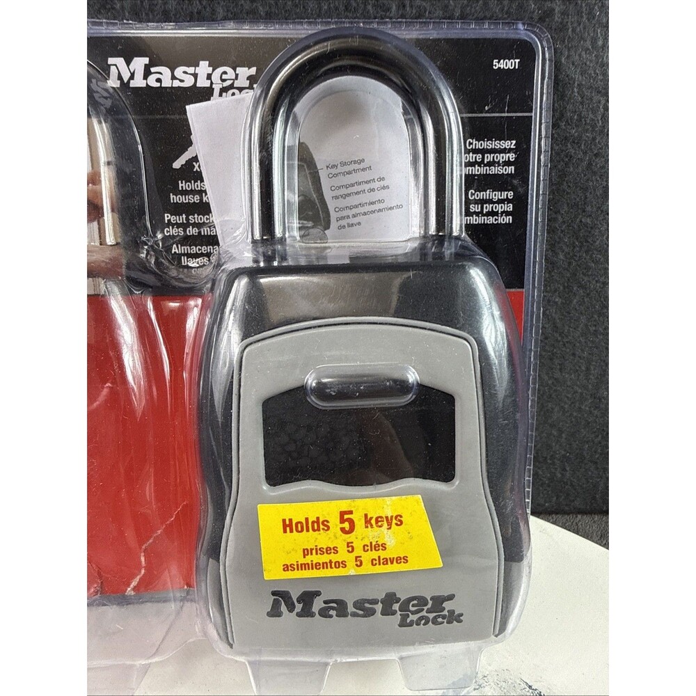 Master Lock 5400T Portable Key Lock Box 4 Digit Combination Holds 5 Keys Black